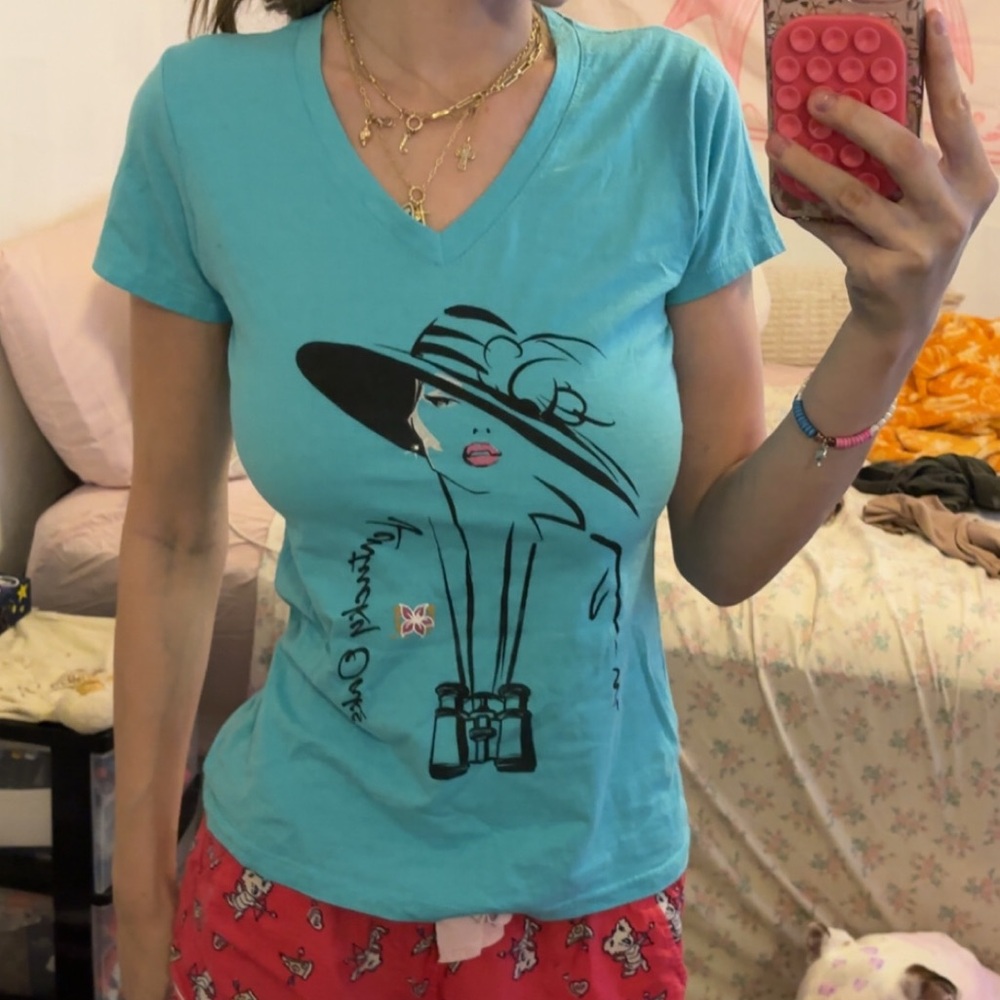 Vintage Womans Turquoise Shirt